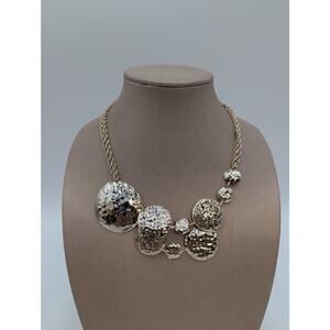 Vintage Kendra Scott Lena Hammered Silver Tone Metal Mosaic Bib Necklace